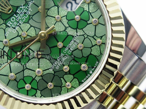 DateJust 31mm 278274 904L SS/YG GMF Best Edition Green Flowers Crystals Dial on 904L SS/YG Jubilee Bracelet A2824 - Image 5