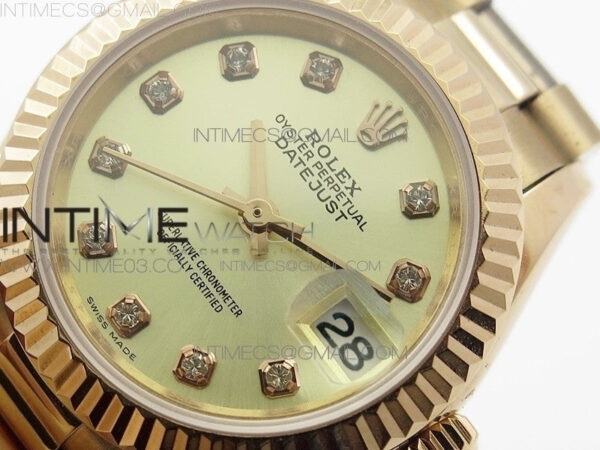 DateJust 28mm RG Diamond Bezel BP Best Edition White Rose gold Dial on RG Bracelet ETA2671 - Image 6