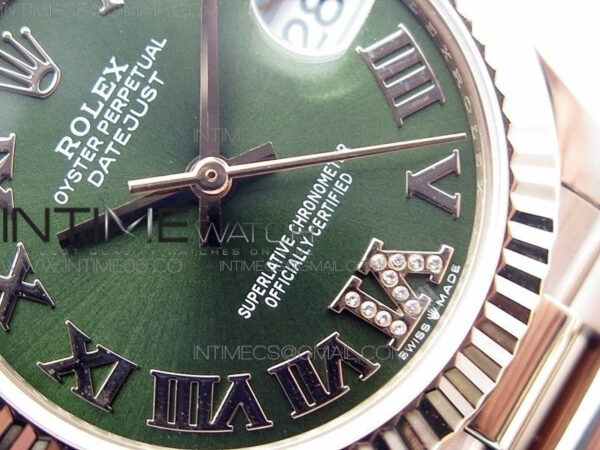 Datejust 31mm 278275 RG BP Best Edition Green Roman Markers Dial @6 Dia on RG President Bracelet - Image 5