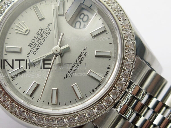 Datejust 28mm 279179 SS/Crystals APSF Best Edition Silver Dial Sticks Markers on SS Jubilee Bracelet NH05 - Image 5