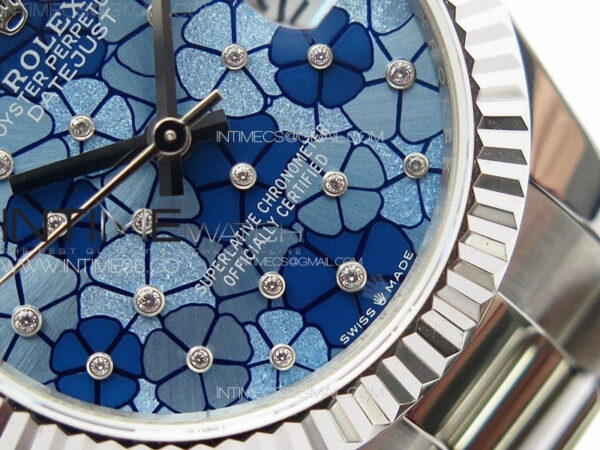 DateJust 31mm 278274 904L SS GMF Best Edition Blue Flowers Crystals Dial on 904L Oyster Bracelet A2824 - Image 5