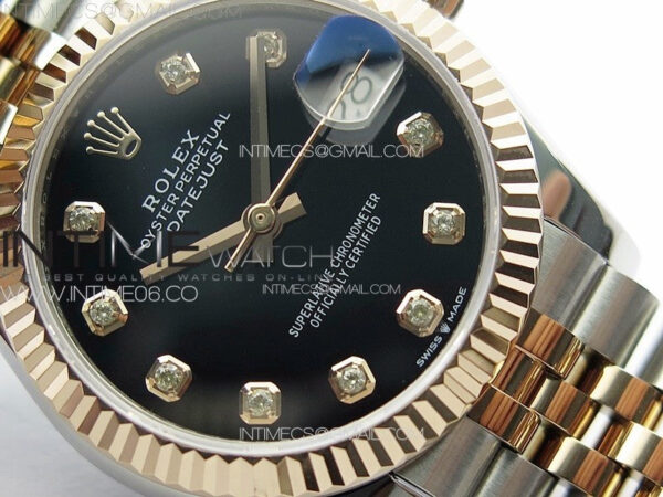 DateJust 31mm 178271 SS/RG APSF Best Edition Black Dial Crystal Markers on Jubilee Bracelet A2824 - Image 5
