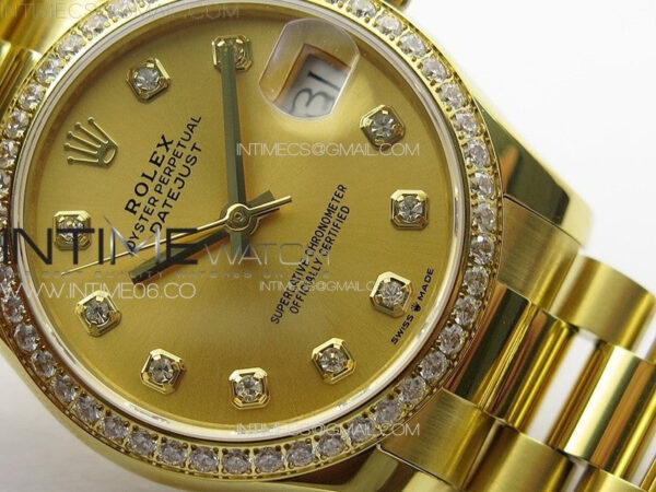 DateJust 31mm 178271 YG APSF Best Edition YG Dial Crystal Markers on President Bracelet A2824 - Image 4