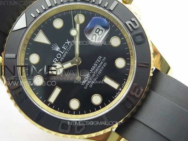 Yacht-Master 126655 YG 3EF 1:1 Best Edition 3D Black Ceramic Bezel on Black Rubber Strap VR3235 - Image 5