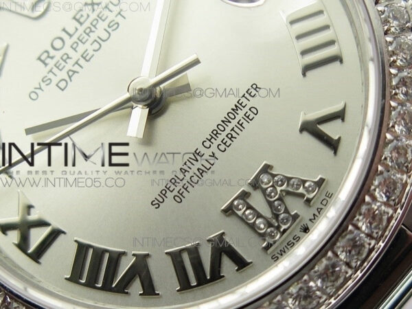 Datejust 31mm 278275 SS Crystals bezel BP Best Edition Silver Roman Markers Dial(@6 Crystal Marker) on SS President Bracelet - Image 5