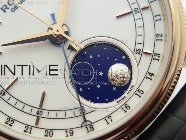 Cellini 50535 Moonphase RG GMF Best Edition White Dial on Brown Leather Strap A3195 - Image 5