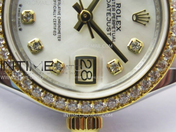 Datejust 28mm 279173 Crystals Bezel SS/YG APSF Best Edition Green Dial Crystals Markers on Jubilee Bracelet NH05 - Image 5