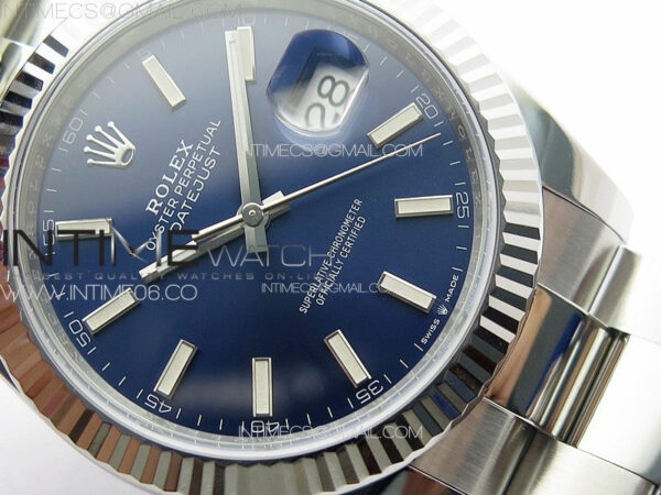 DateJust 41 126334 Clean 1:1 Best Edition 904L Steel Blue Stick Dial on Oyster Bracelet VR3235 - Image 5