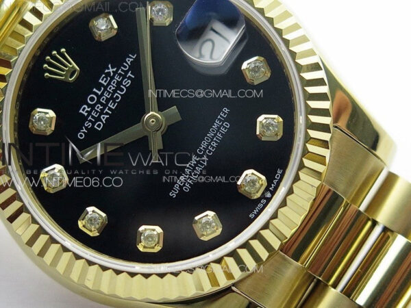 DateJust 31mm 178271 YG APSF Best Edition Black Dial Crystal Markers on President Bracelet A2824 - Image 5