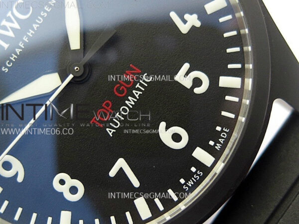 Big Pilot IW329801 Real Ceramic M+F 1:1 Best Edition Black Dial on Black Rubber Strap SEIKO 8N-24 - Image 5