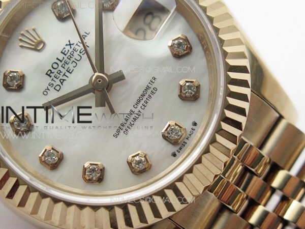 Datejust 28mm 279179 RG APSF Best Edition White MOP Dial Crystals Markers on SS Jubilee Bracelet NH05 - Image 5