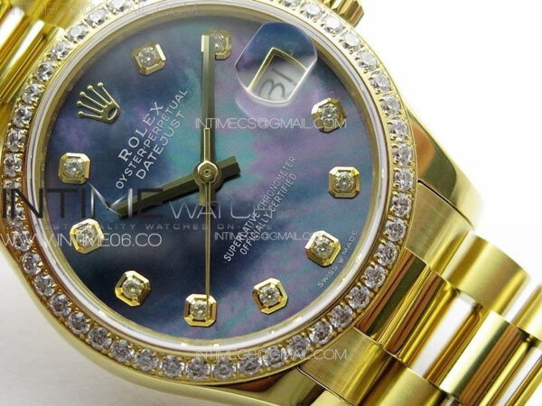DateJust 31mm 178271 YG APSF Best Edition Blue MOP Dial Crystal Markers on President Bracelet A2824 - Image 5
