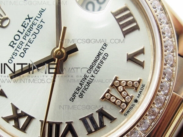 Datejust 31mm 278275 RG Dia Bezel BP Best Edition Silver Roman Markers Dial @6 Dia on RG President Bracelet - Image 5