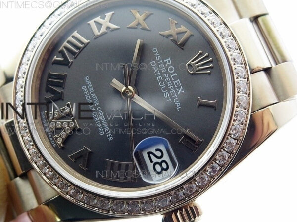 Datejust 31mm 278275 RG Dia Bezel BP Best Edition Gray Roman Markers Dial @6 Dia on RG President Bracelet - Image 4