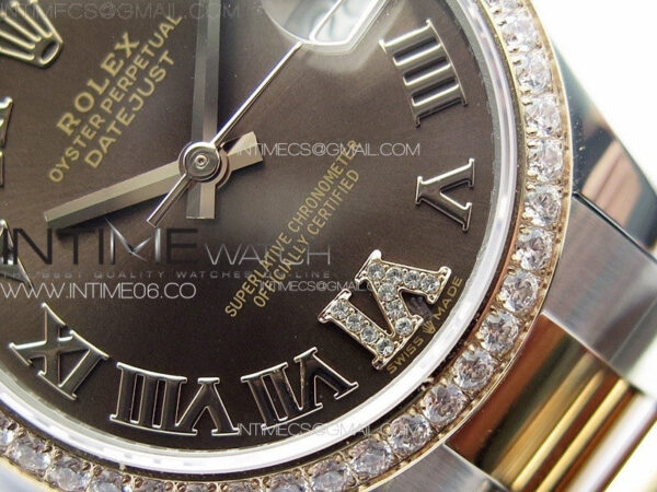 DateJust 31mm 72610 SS/Crystals Bezel APSF Best Edition Green Dial Roman Markers on Oyster Bracelet A2824 - Image 5