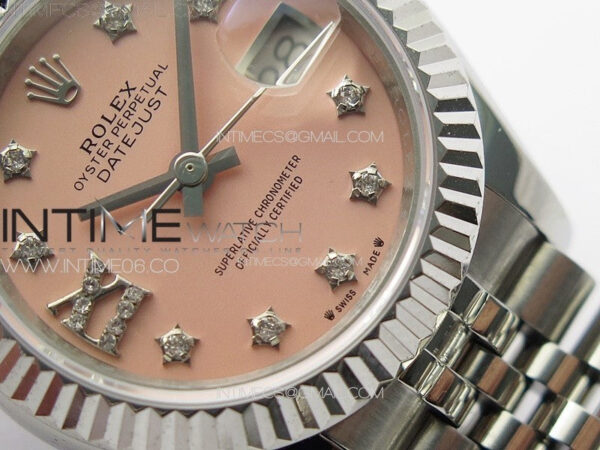Datejust 28mm 279179 SS APSF Best Edition Pink Dial Stars Crystals Markers on SS Jubilee Bracelet NH05 - Image 5