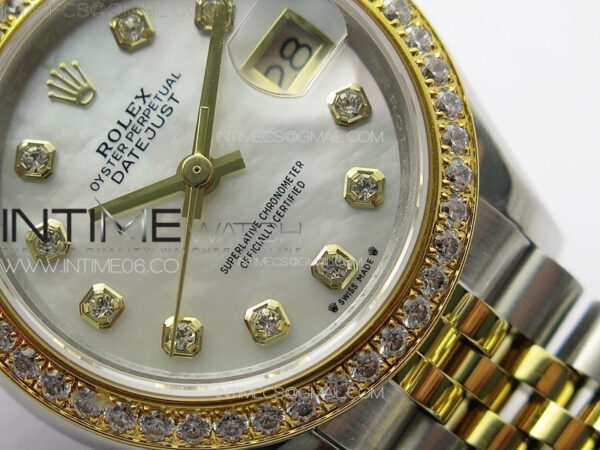 Datejust 28mm 279179 SS/YG APSF Best Edition White MOP Dial Crystals Markers on SS/YG Jubilee Bracelet NH05 - Image 4