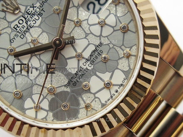 DateJust 31mm 278274 RG GMF Best Edition Silver Flowers Crystals Dial on RG President Bracelet A2824 - Image 5