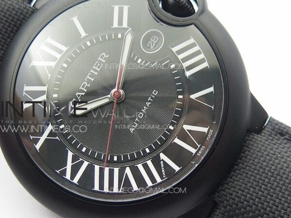 Ballon Bleu 42mm DLC K3F 1:1 Best Edition Black Texture Dial on Black Leather Strap A2824 - Image 5
