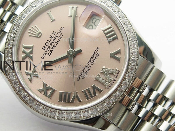 DateJust 31mm 178271 SS Crystal Bezel APSF Best Edition Pink Dial Roman Markers on Jubilee Bracelet A2824 - Image 5