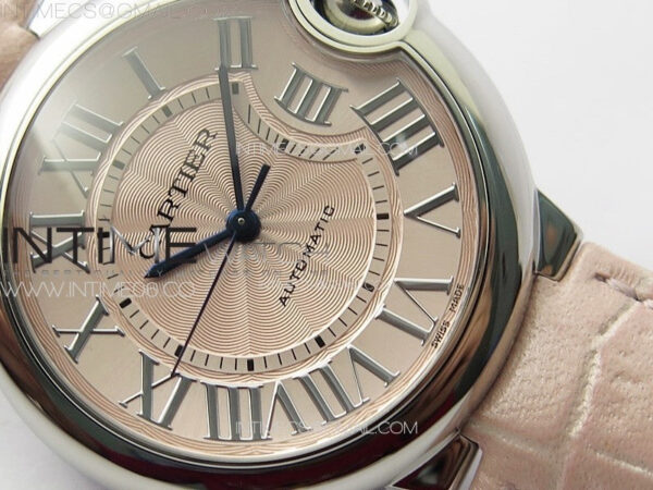 Ballon Bleu 36mm SS K3F 1:1 Best Edition Pink Textured Dial on Pink Leather Strap A076 - Image 5