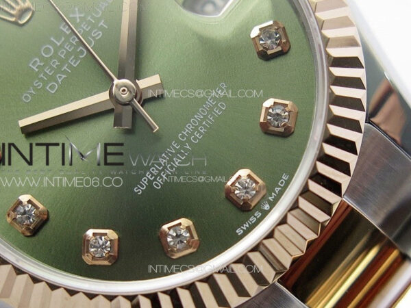 DateJust 31mm 72610 SS/RG APSF Best Edition Green Dial Crystals Markers on Oyster Bracelet A2824 - Image 5