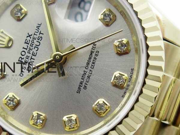 DateJust 28mm YG Diamond Bezel BP Best Edition White Silver Dial on YG Bracelet ETA2671 - Image 5