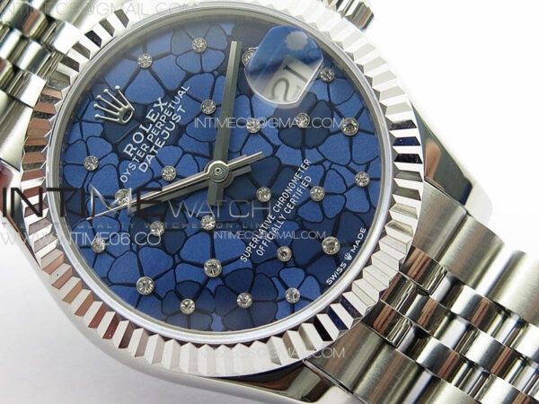 DateJust 31mm 72610 SS APSF Best Edition Blue Flowers Crystals Dial on Jubilee Bracelet A2824 - Image 5