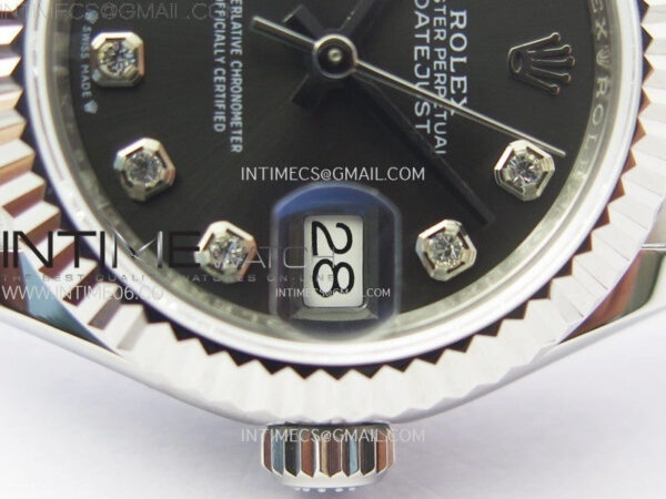 Datejust 28mm 279179 SS APSF Best Edition Gray Dial Crystals Markers on SS Jubilee Bracelet NH05 - Image 5
