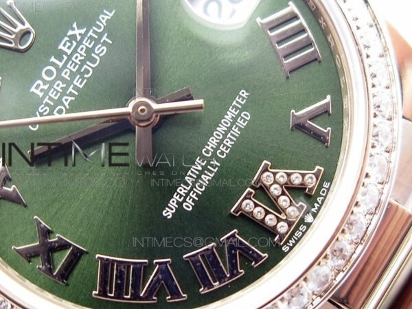 Datejust 31mm 278275 RG Dia Bezel BP Best Edition Green Roman Markers Dial @6 Dia on RG President Bracelet - Image 6