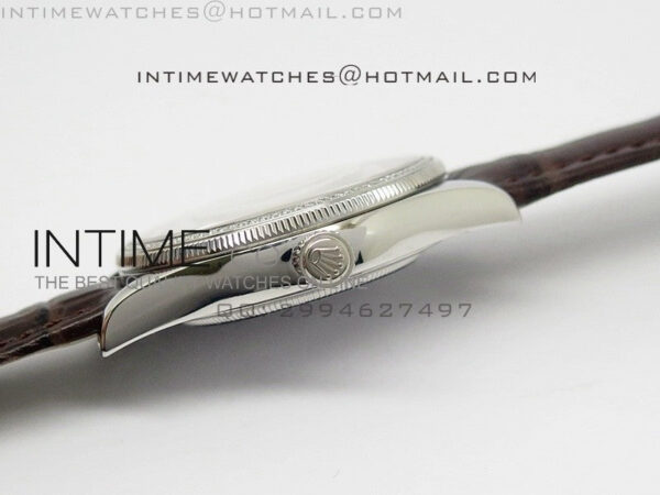 Cellini 50509 BP Maker SS Crystal Bezel Sliver Dial on Brown Leather Strap - Image 5