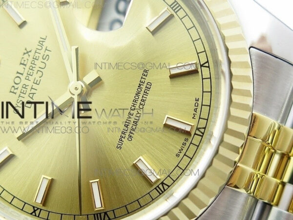DateJust 36 SS/YG 126233 ARF 1:1 Best Edition YG Dial Stick Markers on SS/YG Jubilee Bracelet SH3135 - Image 6