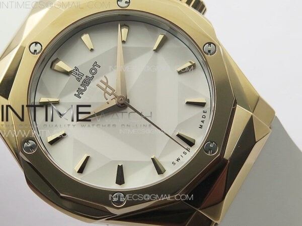 Classic Fusion Orlinski RG APSF 1:1 Best Edtion White Faceted Dial on White Rubber Strap A2892 - Image 5