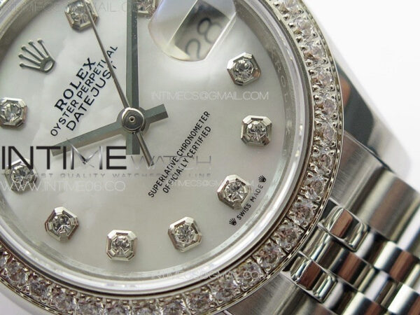 Datejust 28mm 279179 SS/Crystals APSF Best Edition White MOP Dial Crystals Markers on SS Jubilee Bracelet NH05 - Image 5