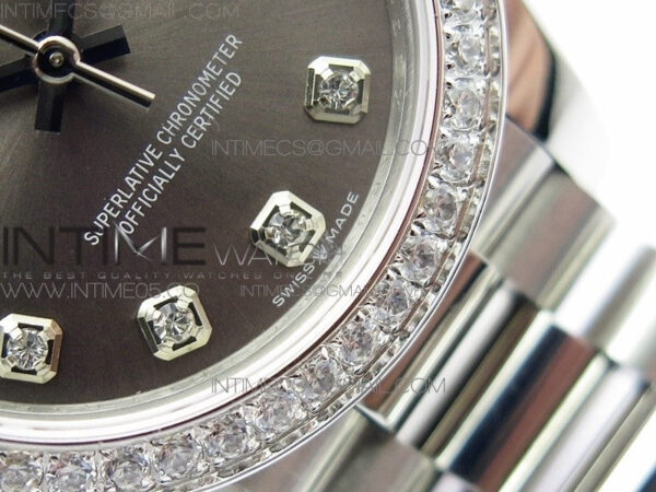 Datejust 31mm 278275 SS Crystal bezel BP Best Edition Gray Dial(@6 Crystal Marker) on SS President Bracelet - Image 5