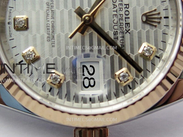 DateJust 36 SS 126231 904L SS/RG VSF 1:1 Best Edition Silver Fluted Dial Diamonds Markers on Jubilee Bracelet VS3235 - Image 5