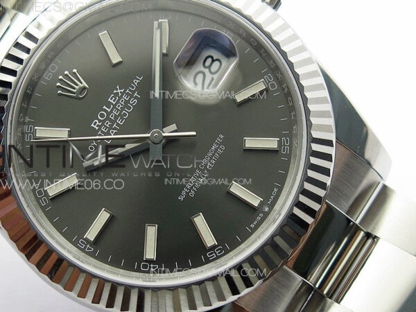 DateJust 41 126334 Clean 1:1 Best Edition 904L Steel Gray Stick Dial on Oyster Bracelet VR3235 - Image 5