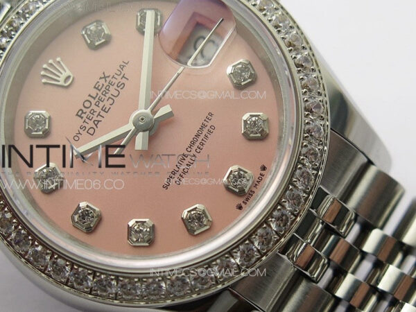Datejust 28mm 279179 SS/Crystals APSF Best Edition Pink Dial Crystals Markers on SS Jubilee Bracelet NH05 - Image 5