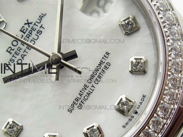 Datejust 31mm 278275 SS Crystal bezel BP Best Edition White Mop Dial(@6 Crystal Marker) on SS President Bracelet - Image 5