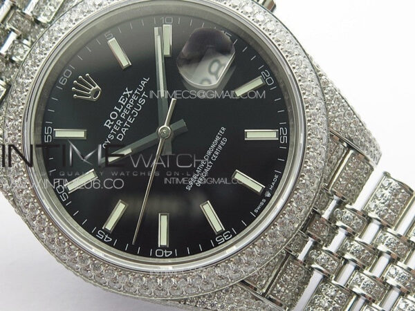 DateJust 41 126334 Full Paved Diamonds BP Best Edition Black Dial Stick Markers on Jubilee Bracelet A2824 - Image 4