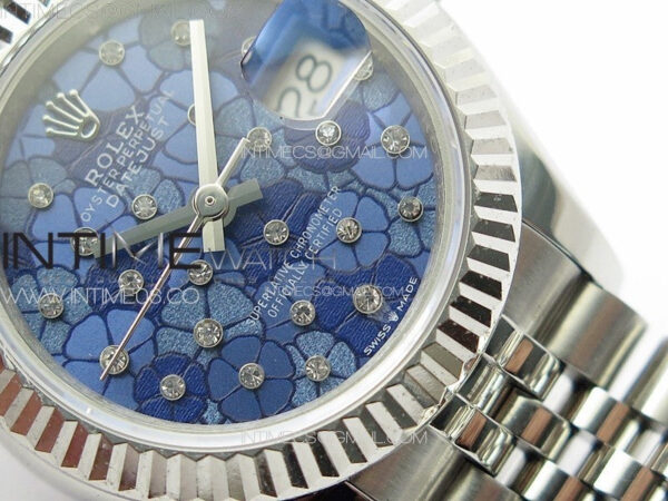 Datejust 28mm 279179 SS APSF Best Edition Blue Flowers Dial on SS Jubilee Bracelet NH05 - Image 5