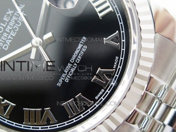 DateJust 36 116234 SS V2 904L ARF 1:1 Best Edition Black Dial Roman Markers on 904L SS Jubilee Bracelet SH3135 - Image 5