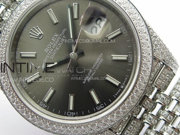 DateJust 41 126334 Full Paved Diamonds BP Best Edition Rhodium Dial Stick Markers on Jubilee Bracelet A2824 - Image 5