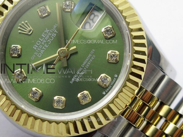 Datejust 28mm 279179 SS/YG APSF Best Edition Green Dial Crystals Markers on SS/YG Jubilee Bracelet NH05 - Image 5