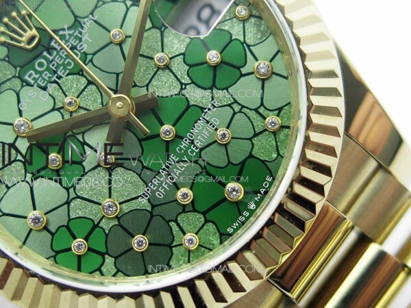 DateJust 31mm 278274 YG GMF Best Edition Green Flowers Crystals Dial on YG President Bracelet A2824 - Image 6