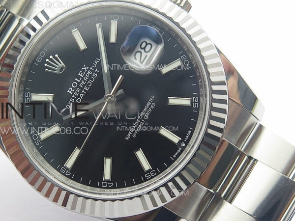 DateJust 41 126334 Clean 1:1 Best Edition 904L Steel Black Stick Dial on Oyster Bracelet VR3235 - Image 6