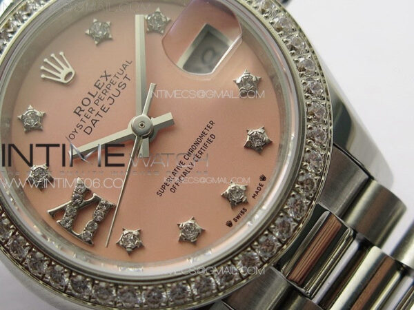 Datejust 28mm 279179 SS/Crystals APSF Best Edition Pink Dial Stars Crystals Markers on SS President Bracelet NH05 - Image 5