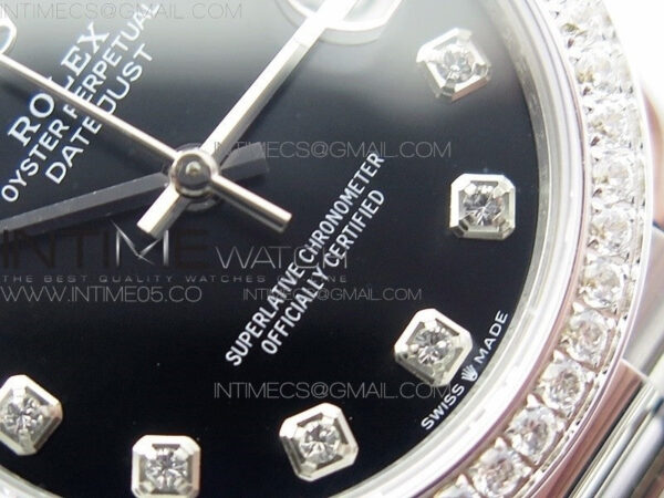 Datejust 31mm 278275 SS Crystal bezel BP Best Edition Black Dial(@6 Crystal Marker) on RG President Bracelet - Image 5