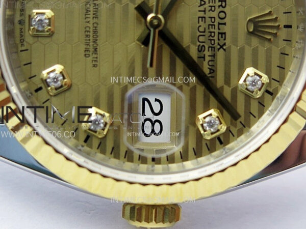 DateJust 36 SS 126233 904L SS/YG VSF 1:1 Best Edition Gold Fluted Dial Diamonds Markers on Jubilee Bracelet VS3235 - Image 5