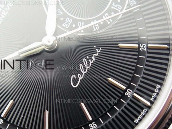 Cellini 50519 Real Date SS BP Best Edition Black Dial Sticks Markers on Black Leather Strap SA3165 - Image 5